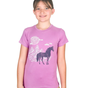 Equistar Kids Short Sleeve Tshirt Grape Horse Print
