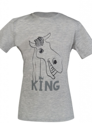 HKM Kids King Tshirt - Grey Smiling Horse