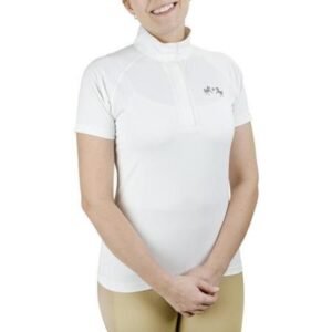 Equine Couture Ladies Magda Lace Equicool Short Sleeve Show Shirt- White