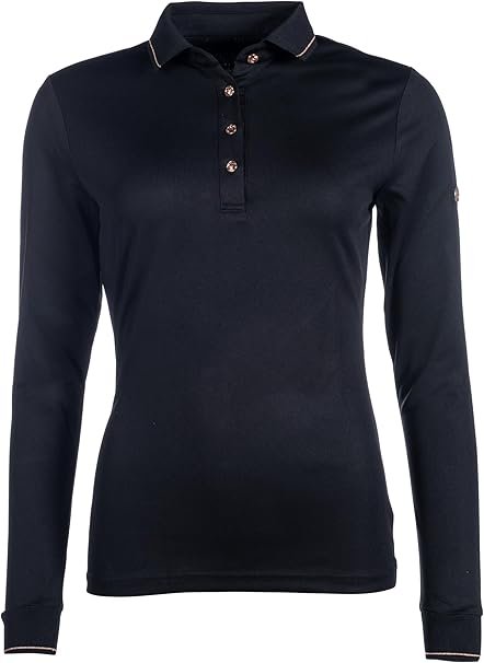 HKM Poloshirt Rosegold Glamour LS - Deep Blue/Rosegold