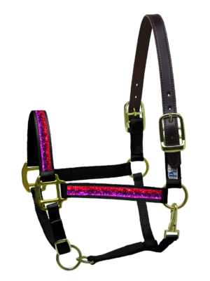 Perri's Sparkle Ribbon Nylon Safety Halter - Horse - 50% Off
