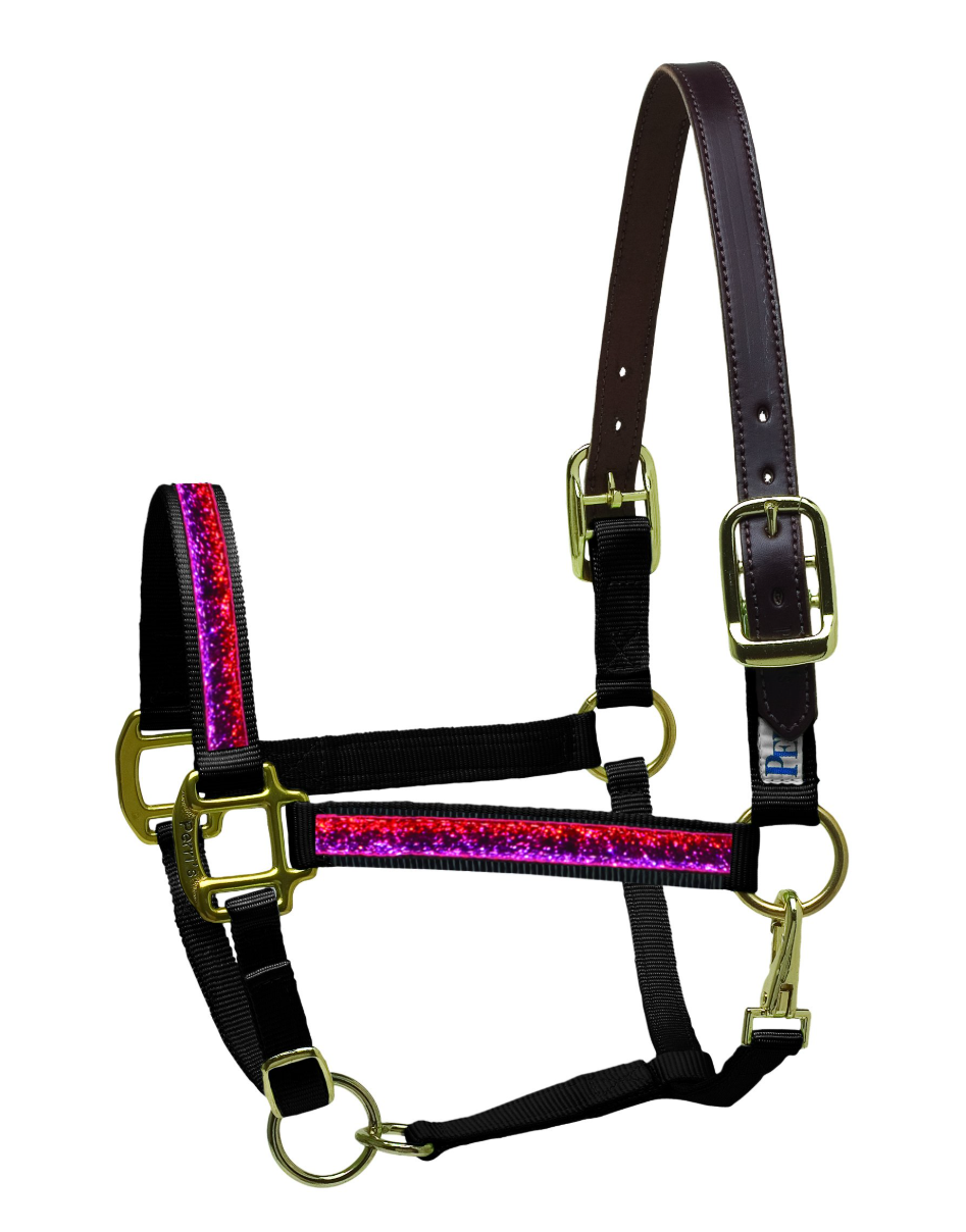 Perri's Sparkle Ribbon Nylon Safety Halter - Horse - 50% Off