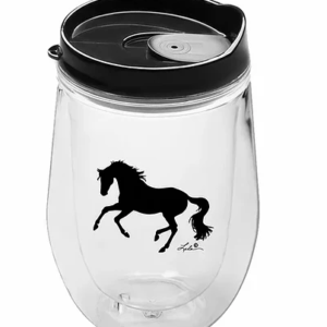Clear Acrylic Wine Tumbler - Lila Horse Design