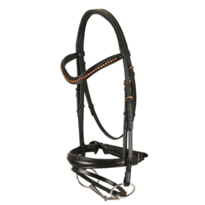 Ovation Rosegold Dressage Bridle with Traditional Noseband and Flash