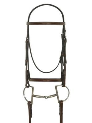 Camelot Gold Plain Raised Bridle with Laced Reins