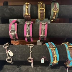 Gold & Leather Horse Bit Bracelet