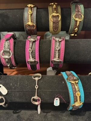 Gold & Leather Horse Bit Bracelet