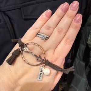 Copper Colored Arrow/Circle Bracelet w/ Leather Band