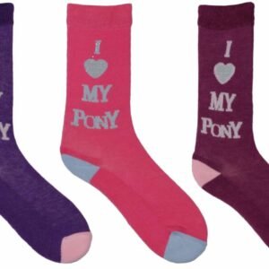 TuffRider Childrens I Love My Pony 3 Pack Socks