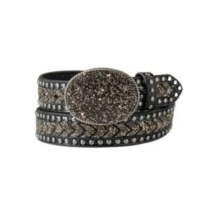 Angel Ranch Women's Crystal Chevrons Belt, Black