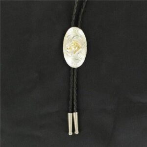 Crumrine Oval Horsehead Bolo Tie – Sterling Silver Plated