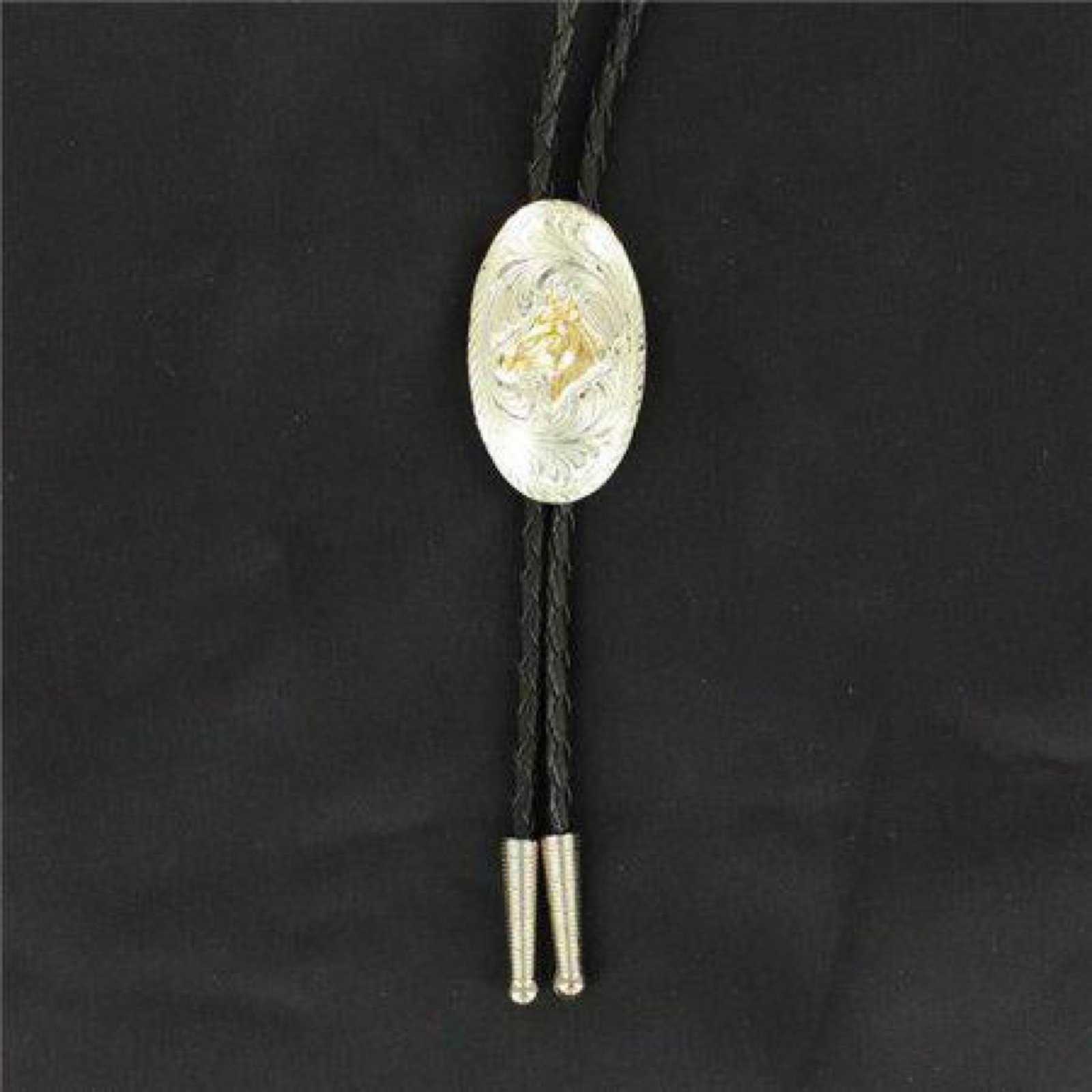 Crumrine Oval Horsehead Bolo Tie – Sterling Silver Plated