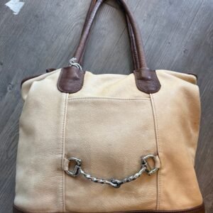 Brown & Tan Leather Purse w/ Bit Detail