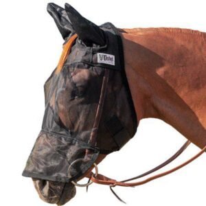 Cashel Quiet Ride Horse Fly Mask Long Nose with Ears Black