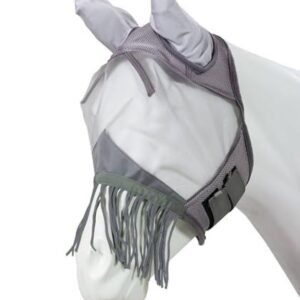Centaur Fine Mesh Fly Mask with Fringe, Pony, Grey
