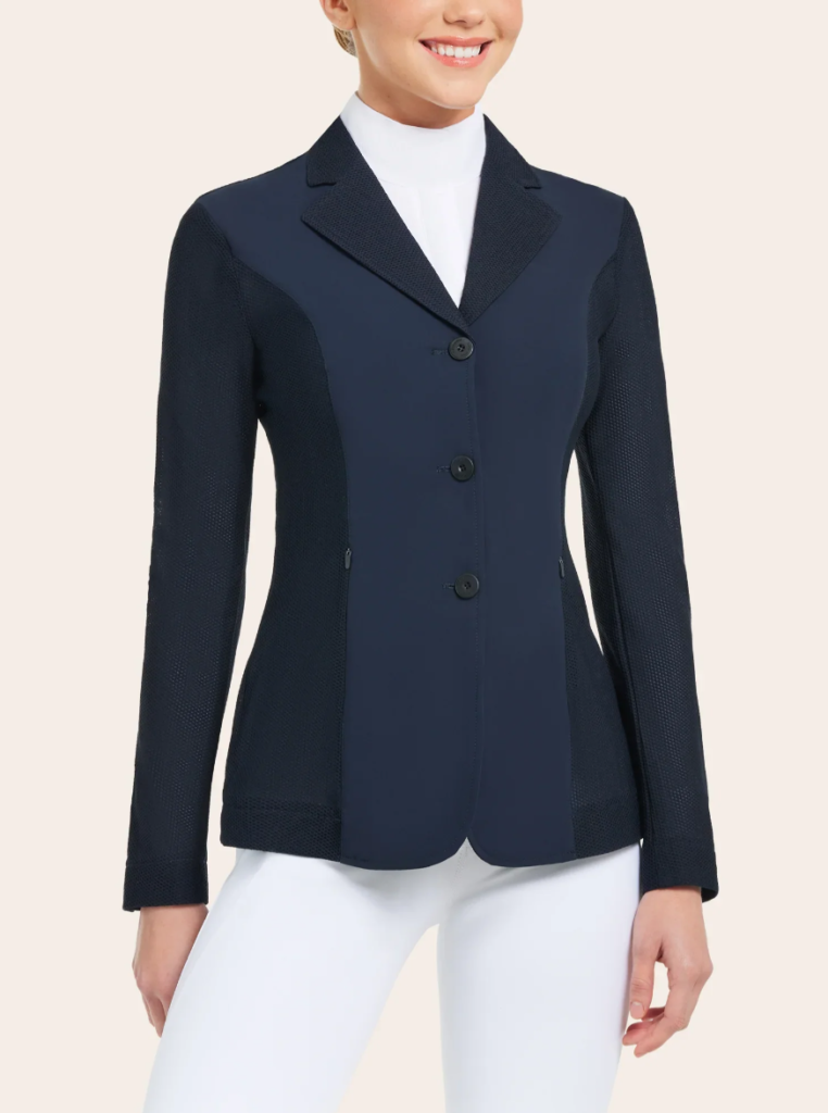 RJ CLASSICS LDS HARMONY MESH SHOW COAT NAVY SZ 8